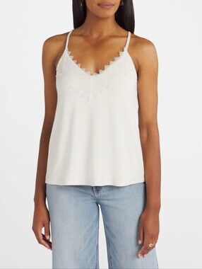 nine britton Ivory Lace-Trim V-Neck Camisole